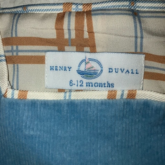 Henry Duvall corduroy overalls baby infant sz 6 - 12 months romper onesie blue - Picture 2 of 4